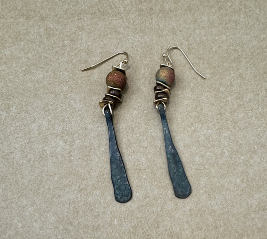 Rustic Bronze & Patina Drop Earrings