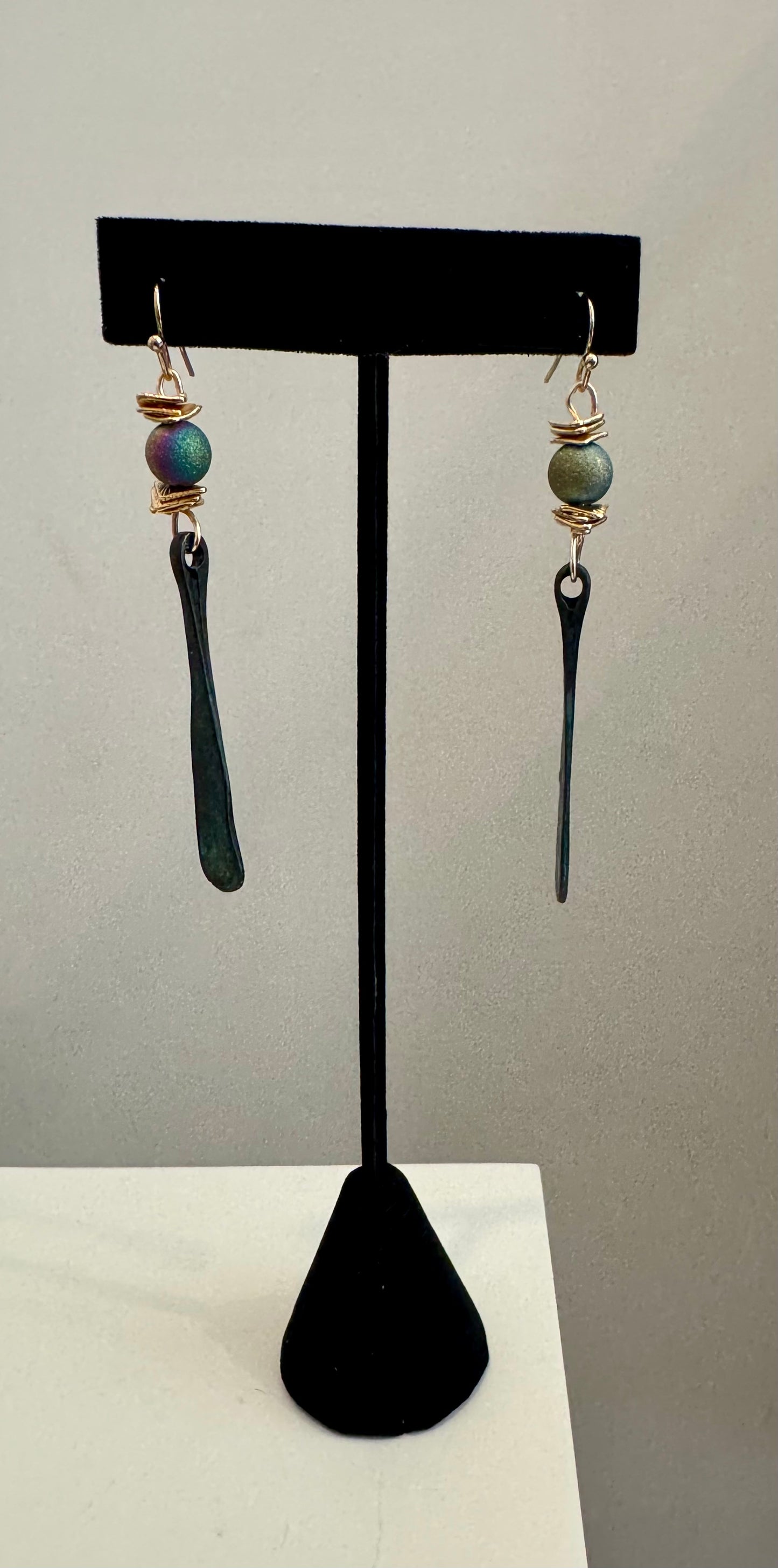 Rustic Bronze & Patina Drop Earrings