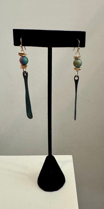 Rustic Bronze & Patina Drop Earrings