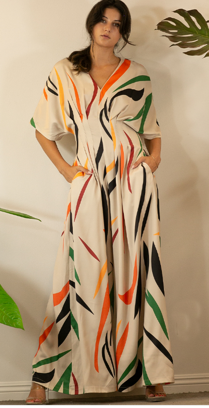 Pleated Jumpsuit - Multicolor