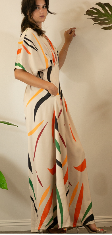 Pleated Jumpsuit - Multicolor