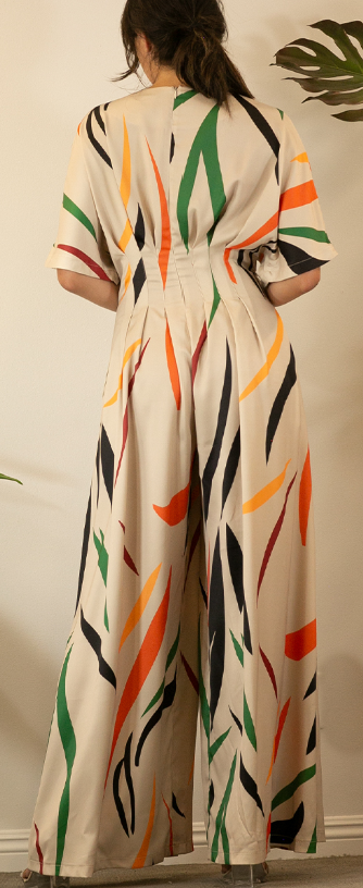 Pleated Jumpsuit - Multicolor