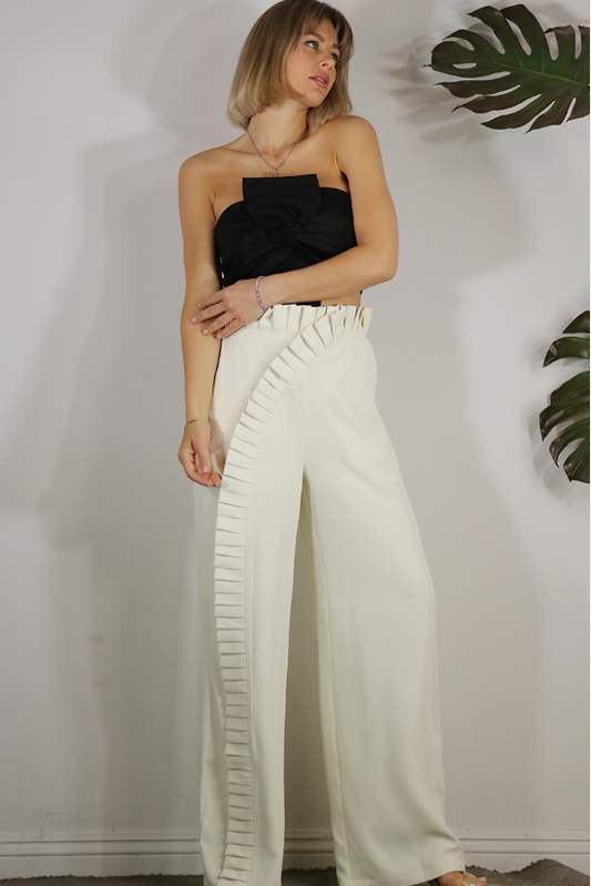 Pleated Elastic Waist Pants