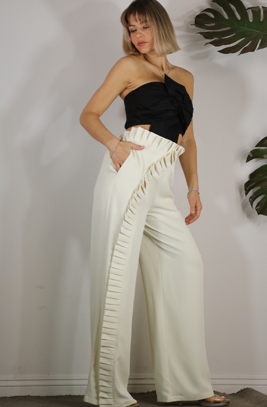 Pleated Elastic Waist Pants