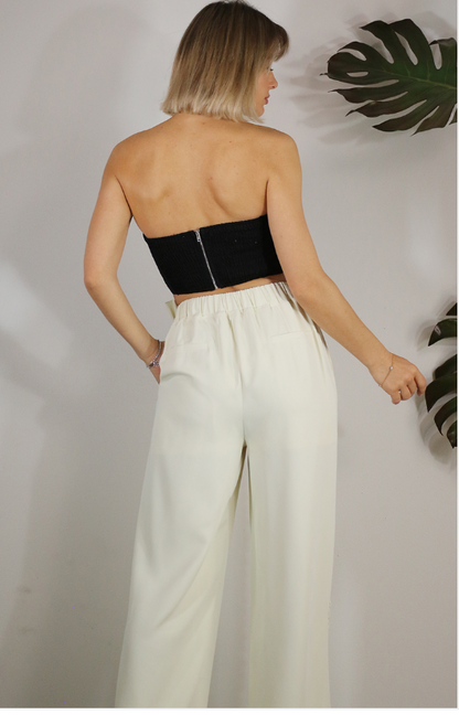 Pleated Elastic Waist Pants