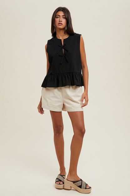 Bow Detail Peplum Top