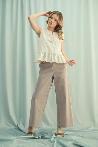 Bow Detail Peplum Top