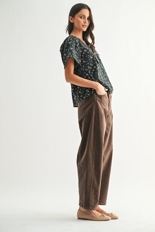 Floral Tie Front Blouse