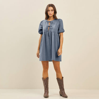 Denim babydoll dress