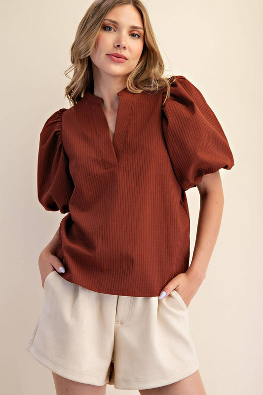 V-Neck Puff-Sleeve Top