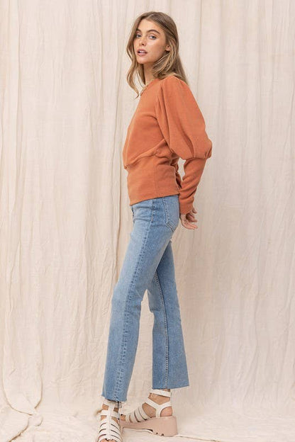 Brushed Puff Sleeve Top