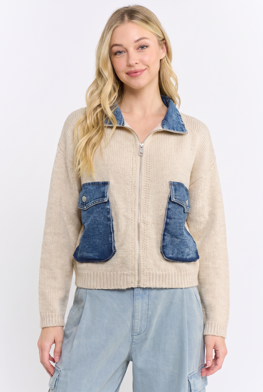Bobbi Denim Sweater Jacket