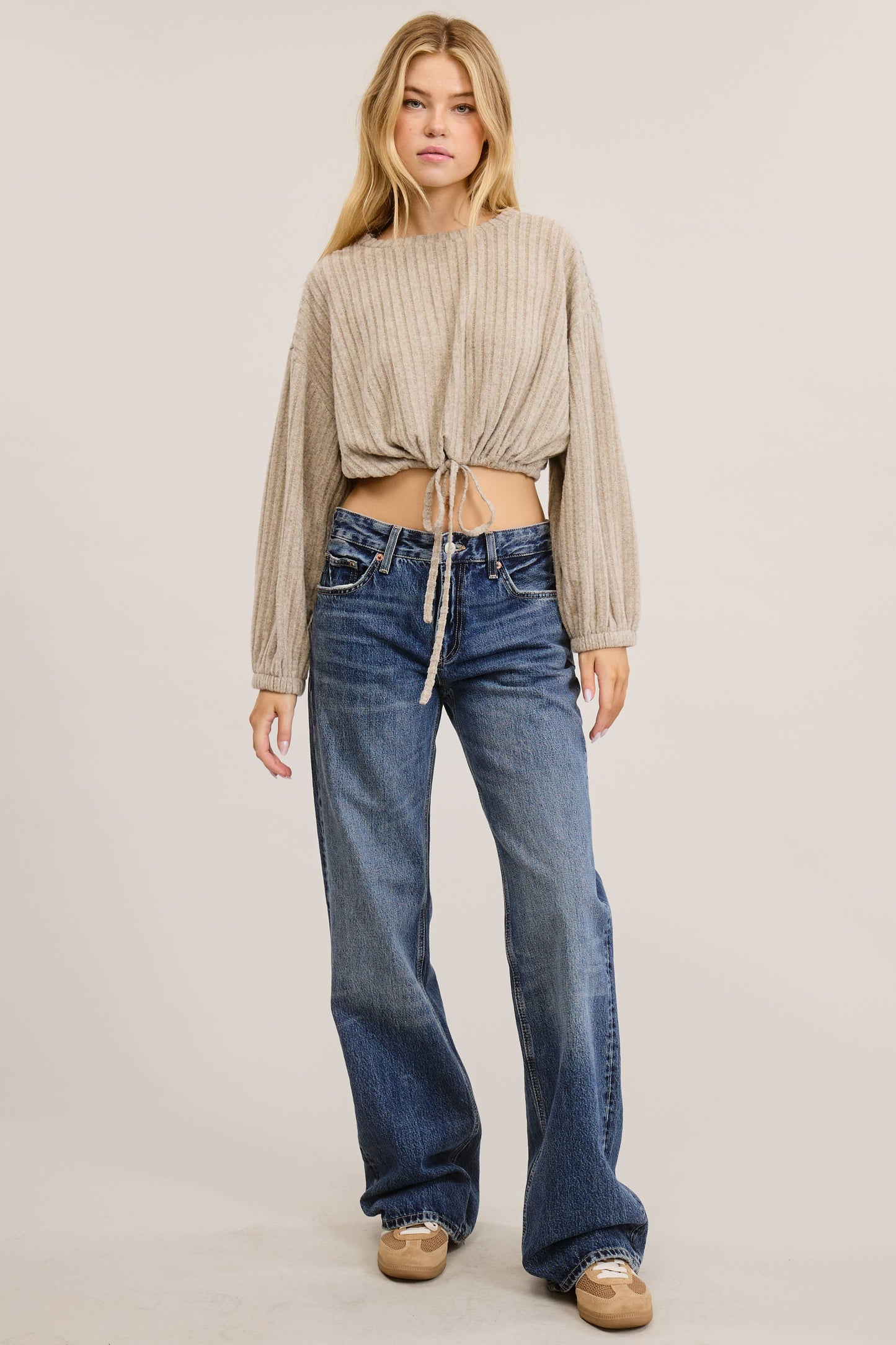 Soft Rib Top with Drawstring Hem