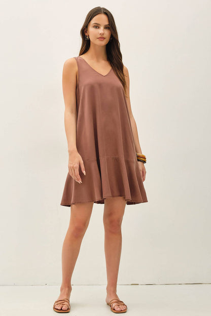 Ruffle Hem Tencel Mini Dress