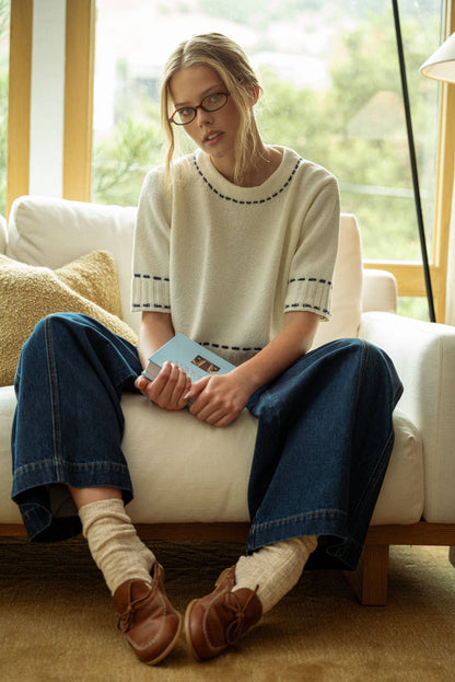 DARK DENIM WIDE LEG PANTS