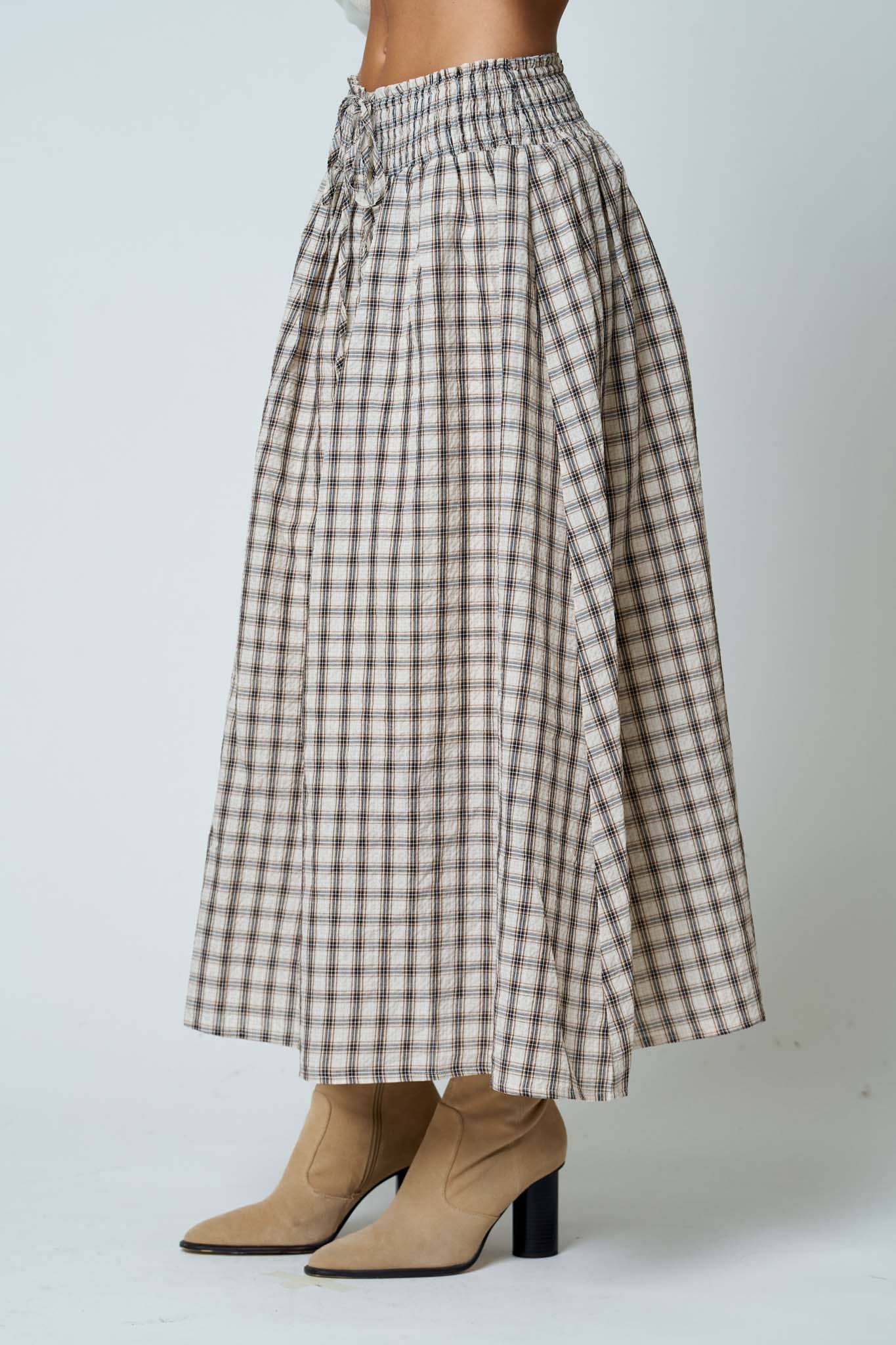 PLAID MIDI SKIRT