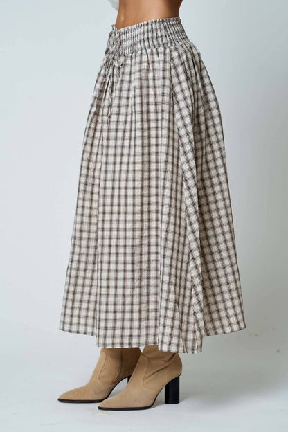 PLAID MIDI SKIRT