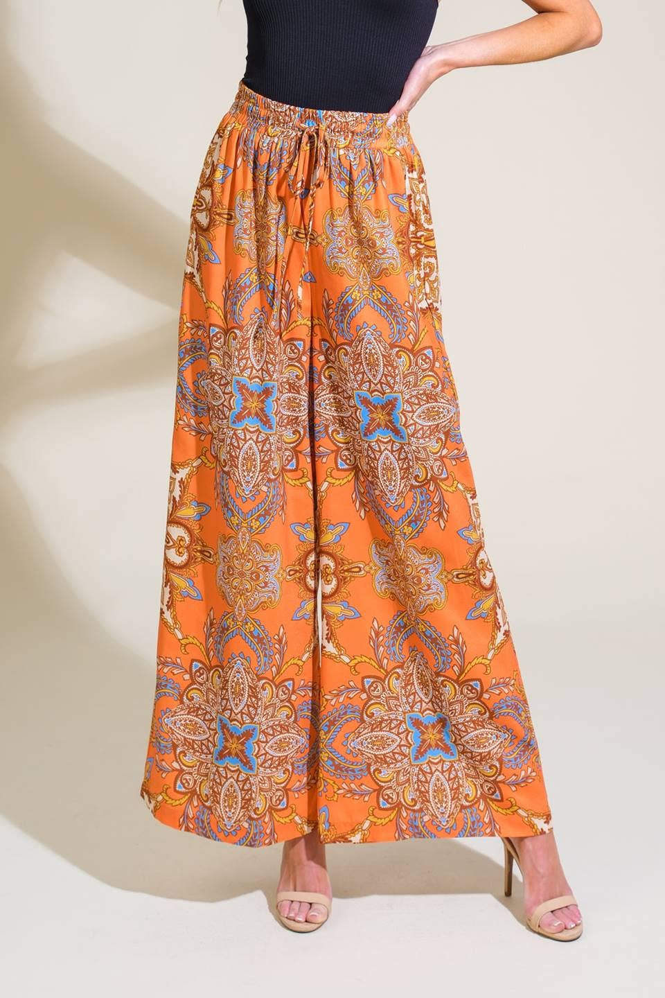 Printed Palazzo Wide-Leg Pant
