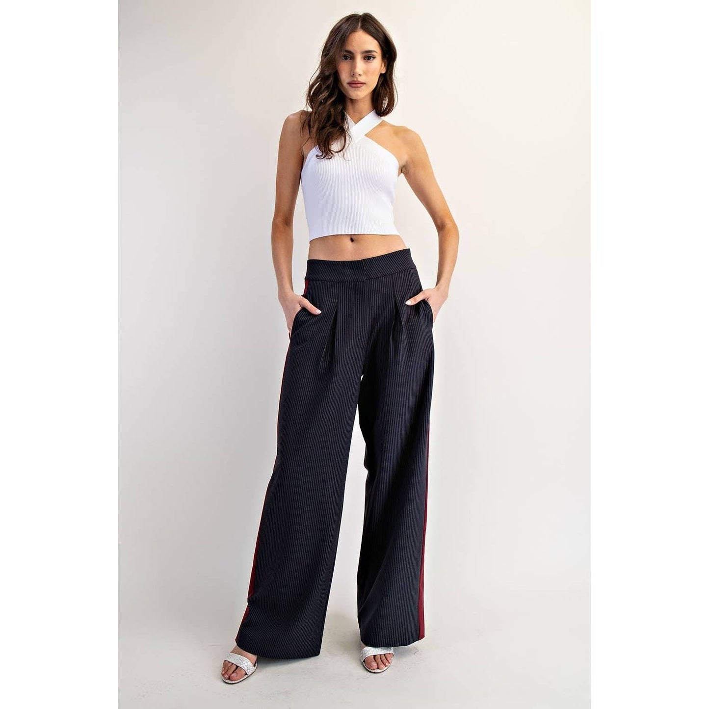 Straight Leg Pinstripe Track Pants