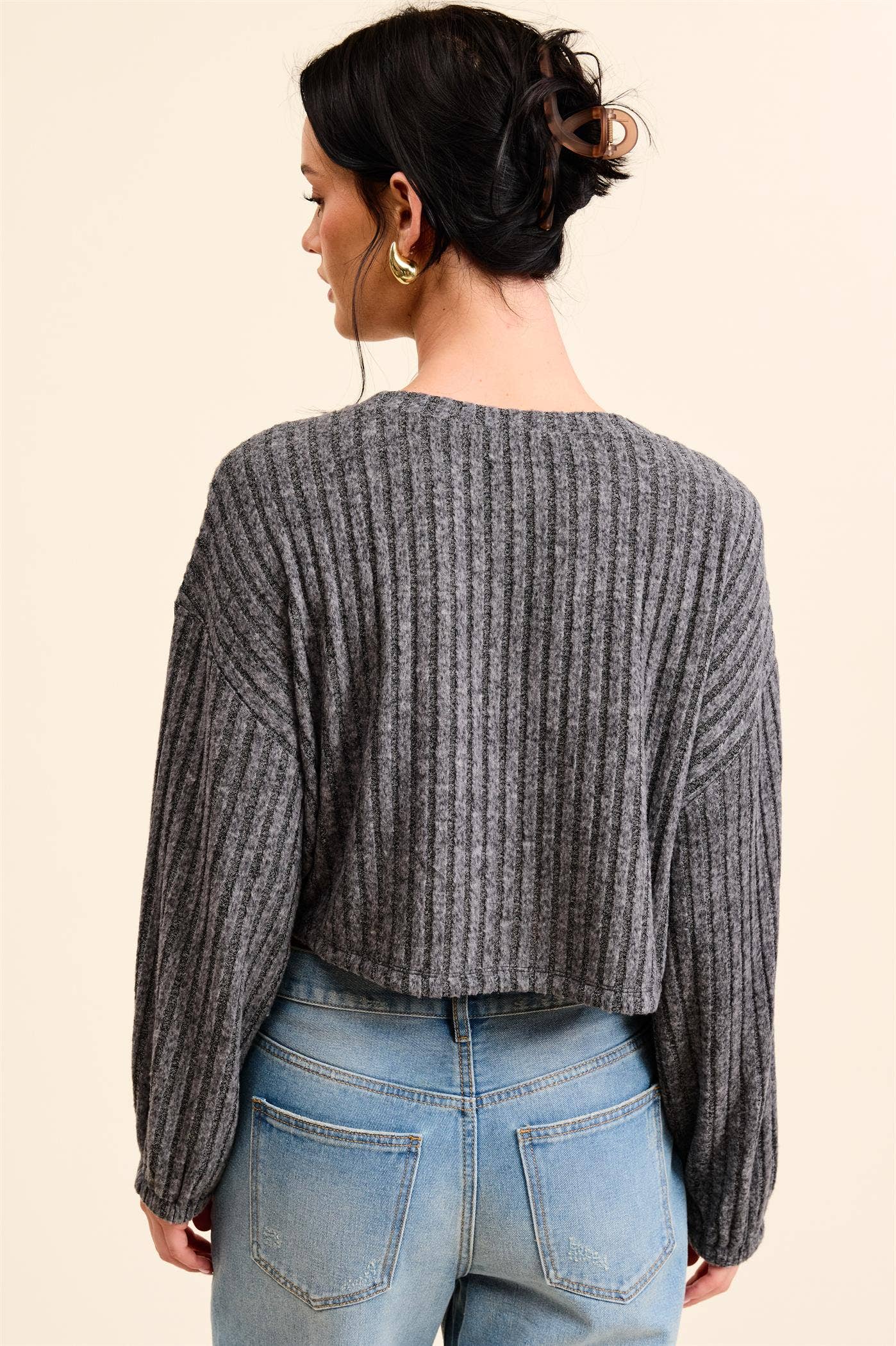 Soft Rib Top with Drawstring Hem