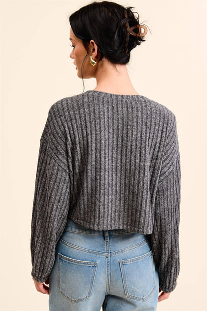 Soft Rib Top with Drawstring Hem