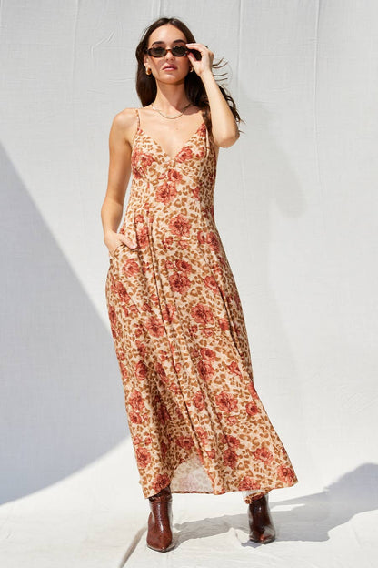 Floral Open Back Maxi Dress