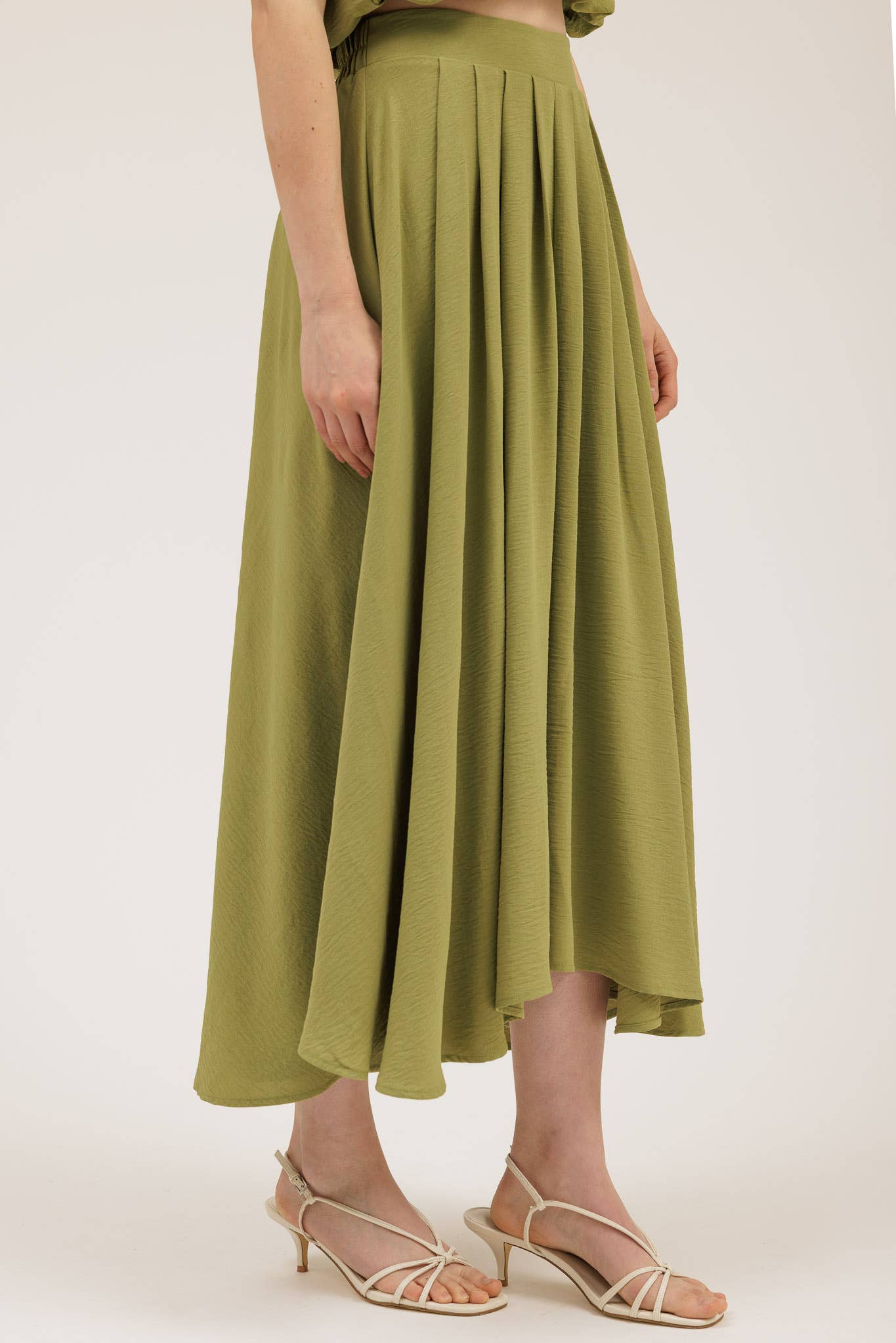 BOX PLEATED MIDI SKIRT
