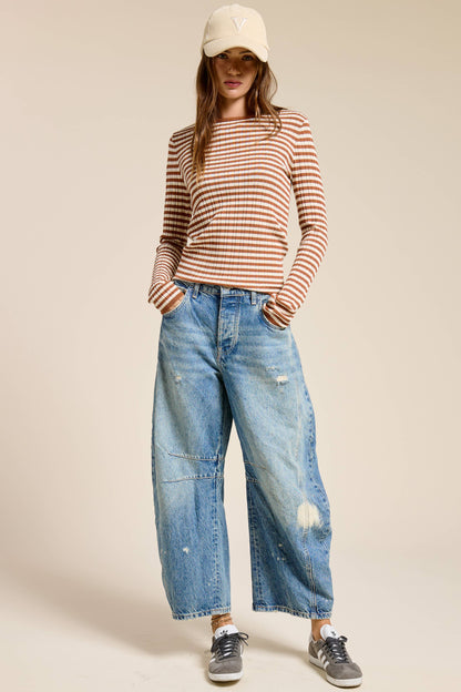 Ribbed Knit Striped Top