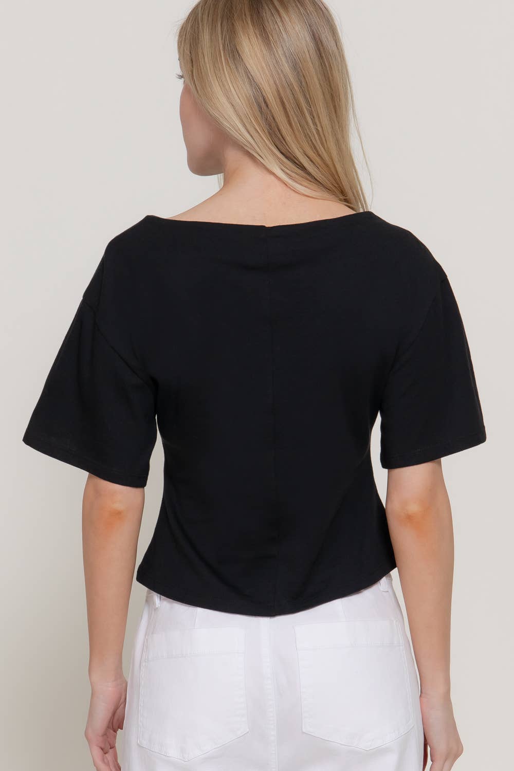Boat Neck Silhouette Cotton Knit Top