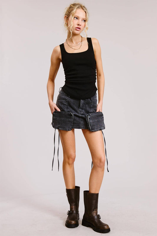 Ruched Ribbed Tank Top