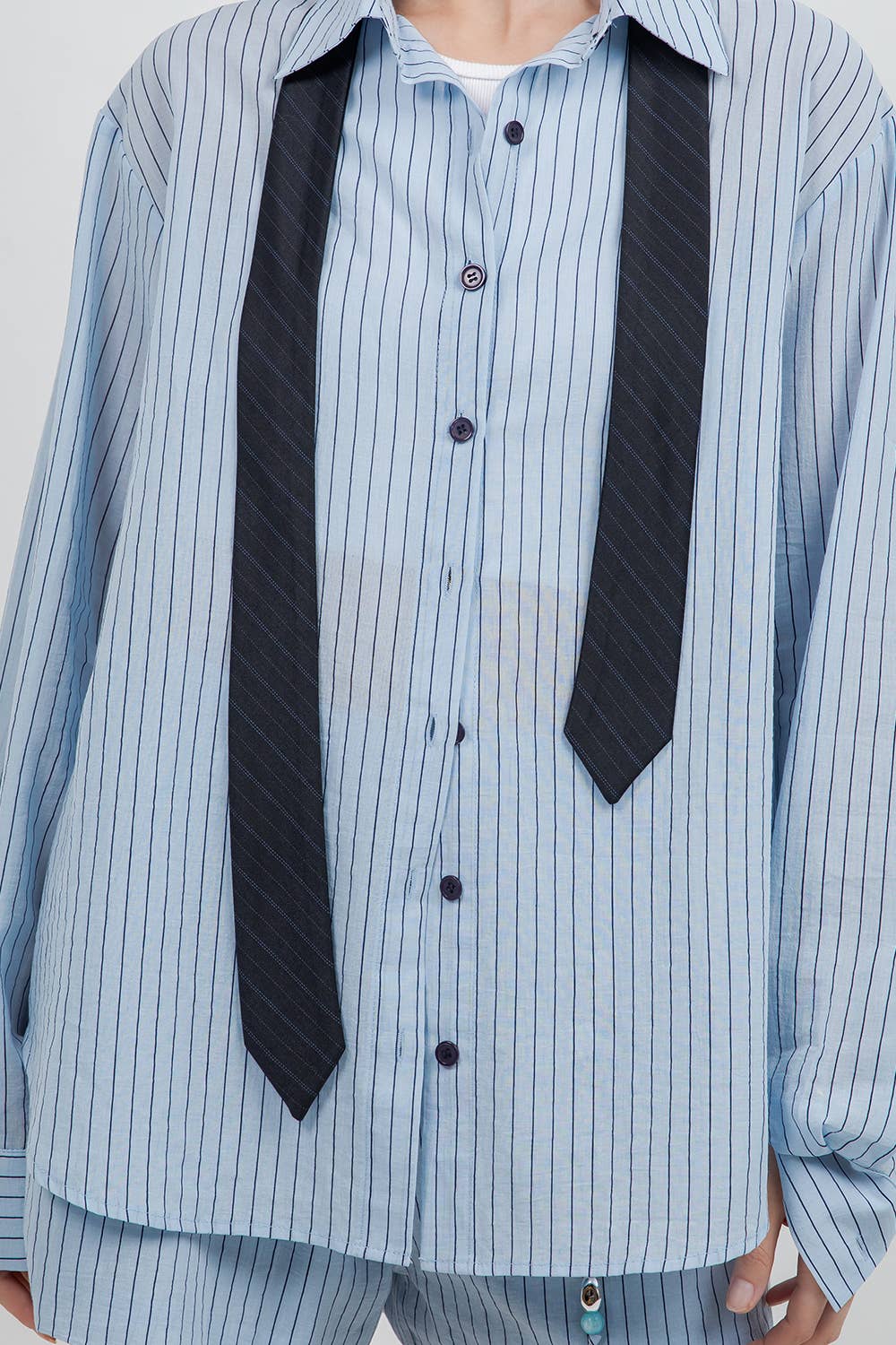 Pinstripe Button Up With Tie
