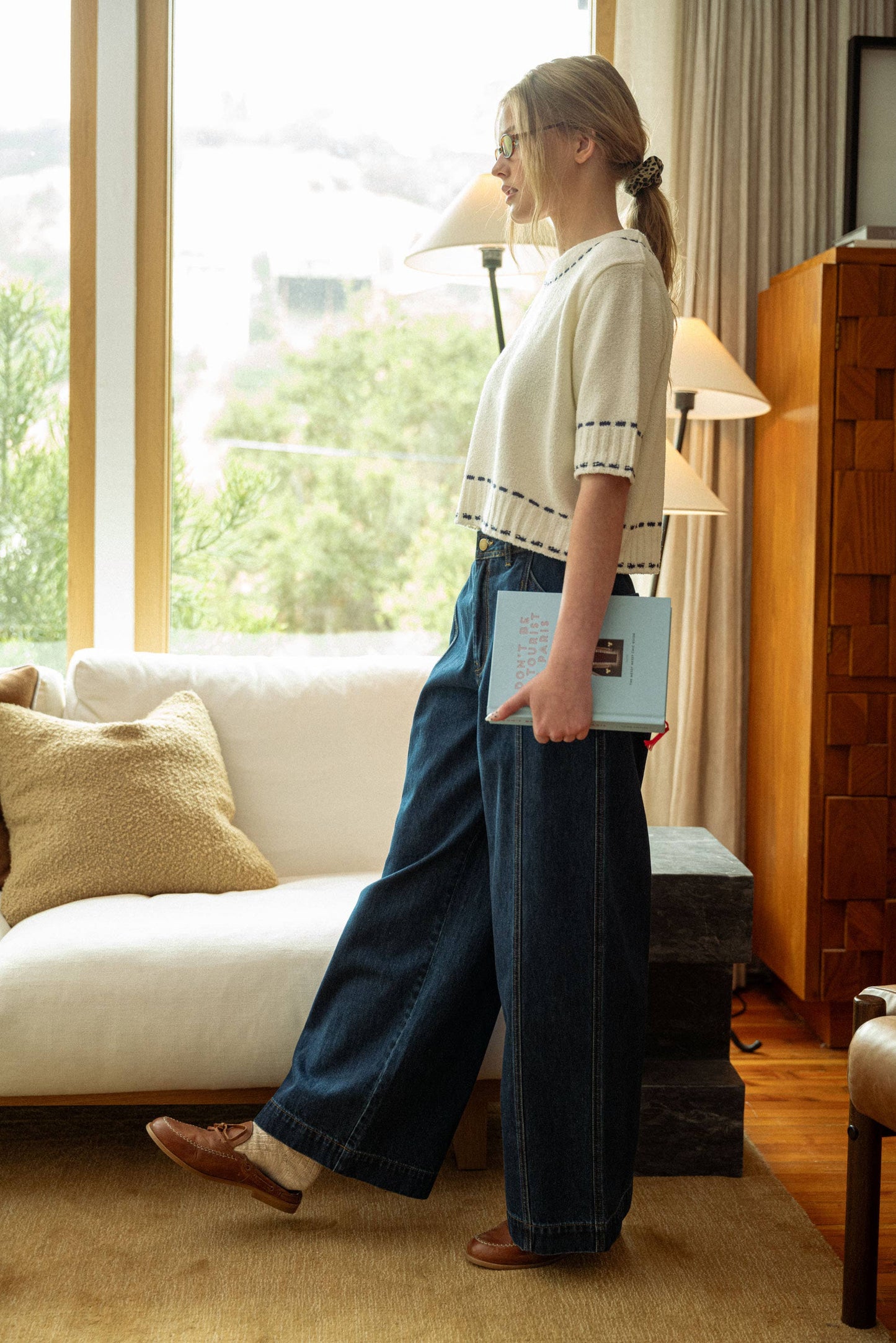 DARK DENIM WIDE LEG PANTS