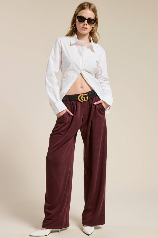 Tailored Wide Leg Knit Sweatpants