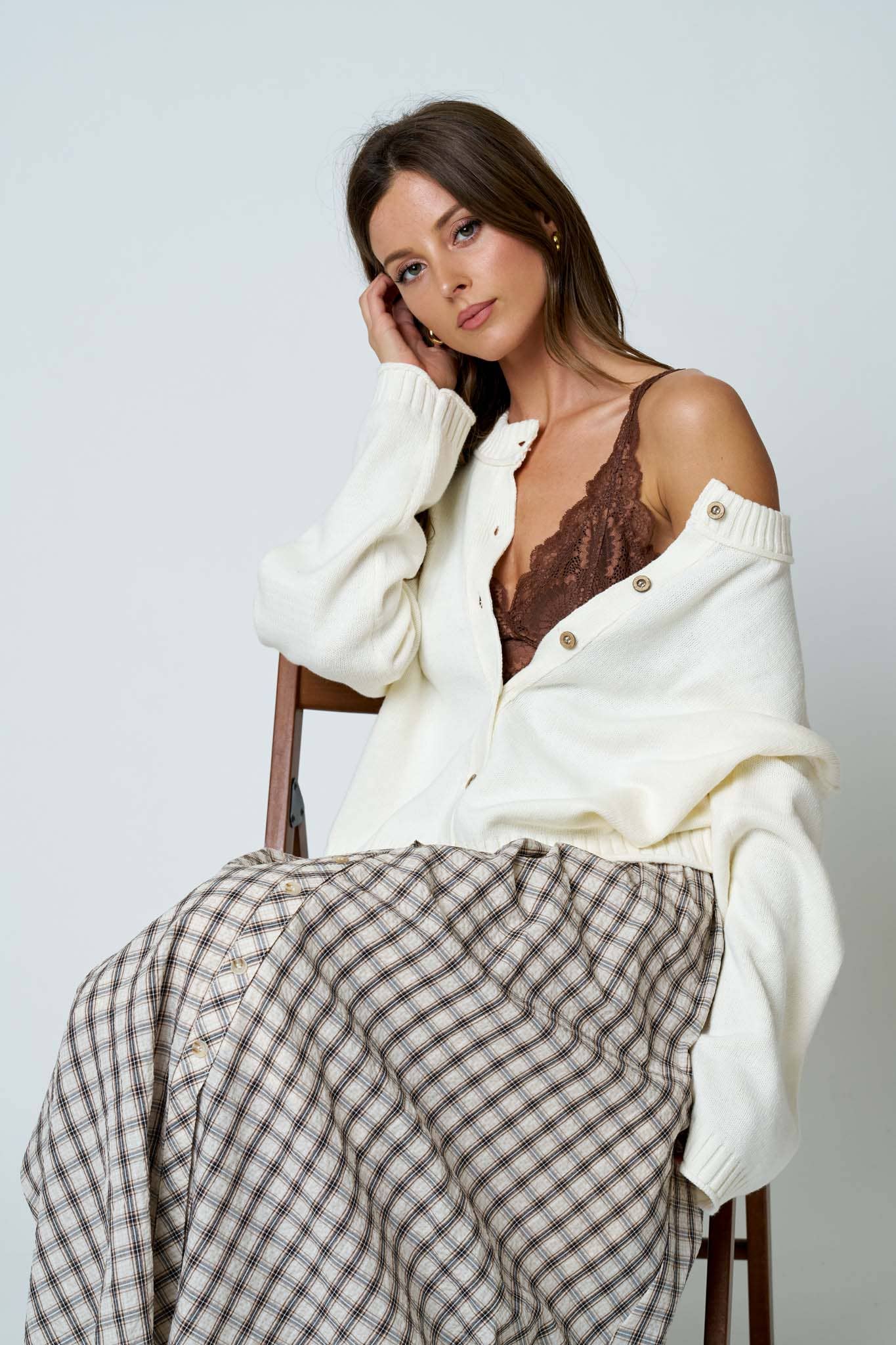 PLAID MIDI SKIRT