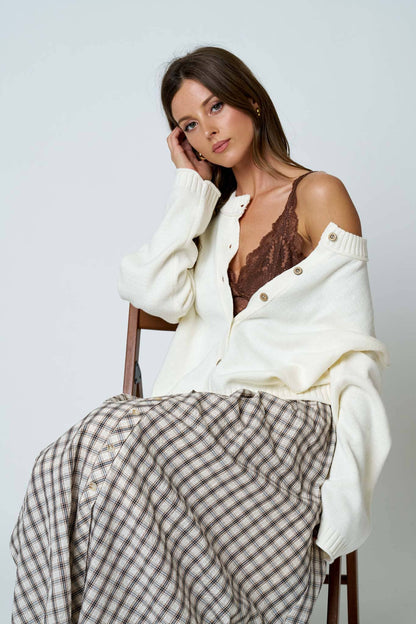 PLAID MIDI SKIRT