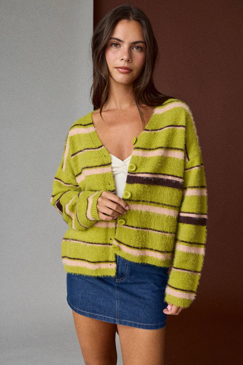Kennedy-Multicolor Striped Cardigan