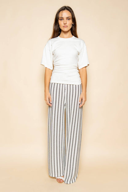 The Ruched Edit — White Side-Ruched Tee