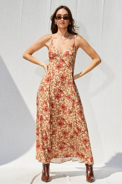 Floral Open Back Maxi Dress