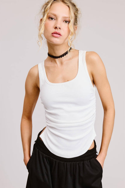 Ruched Ribbed Tank Top