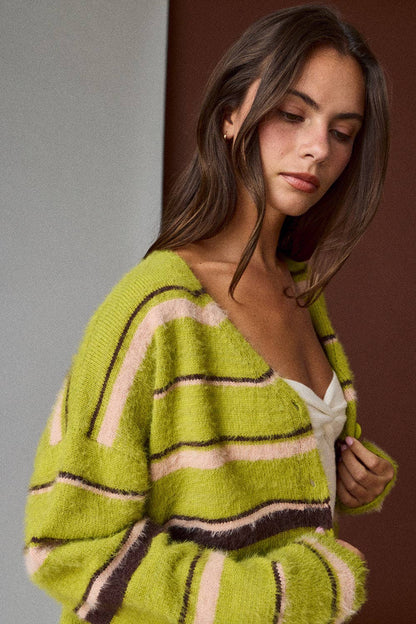 Kennedy-Multicolor Striped Cardigan