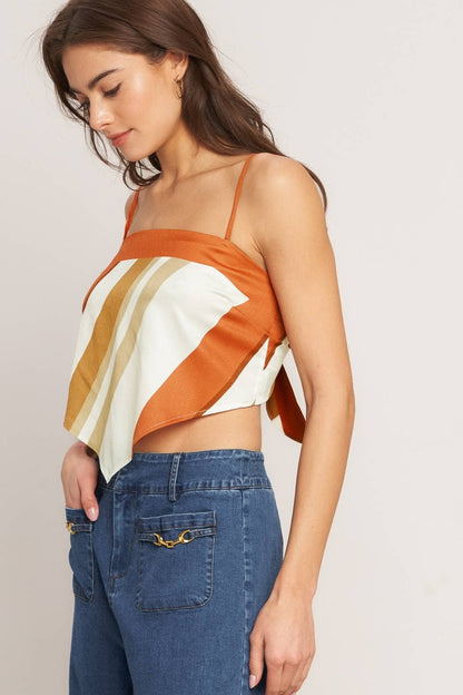 Printed Woven Scarf Top