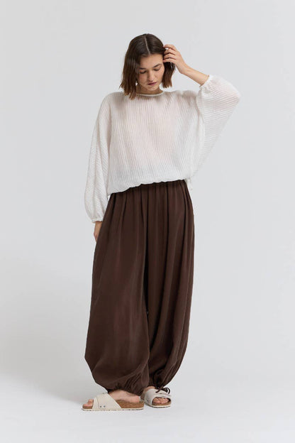 Shirred Sleeve Tencel Blouse