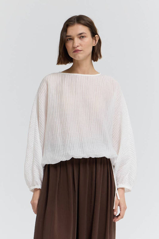 Shirred Sleeve Tencel Blouse