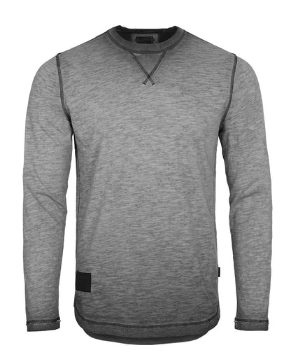 Men's Long Sleeve Crew Neck Vintage Garment Wash T-Shirt