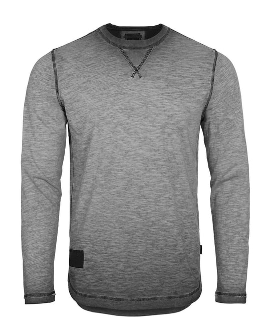 Men's Long Sleeve Crew Neck Vintage Garment Wash T-Shirt