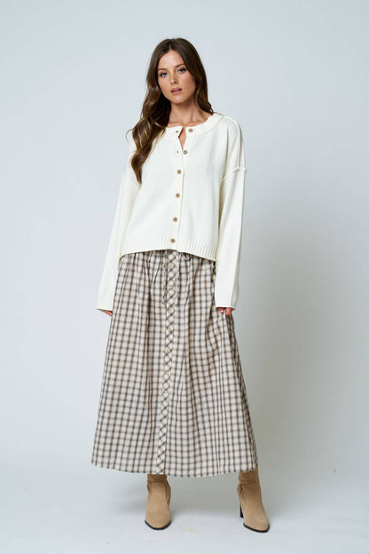 PLAID MIDI SKIRT