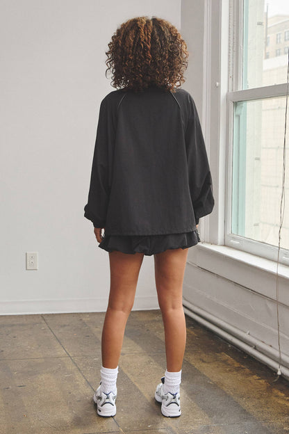 Oversize tracksuit jacket w/ bubble mini skort set