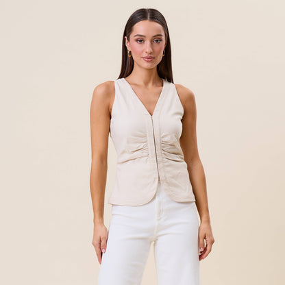 Sleeveless Shirred Top