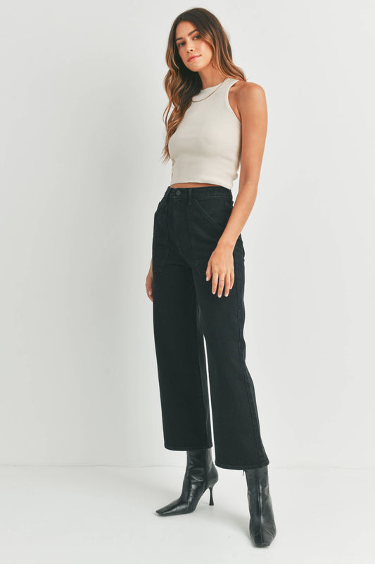 Black Cargo Wide Leg