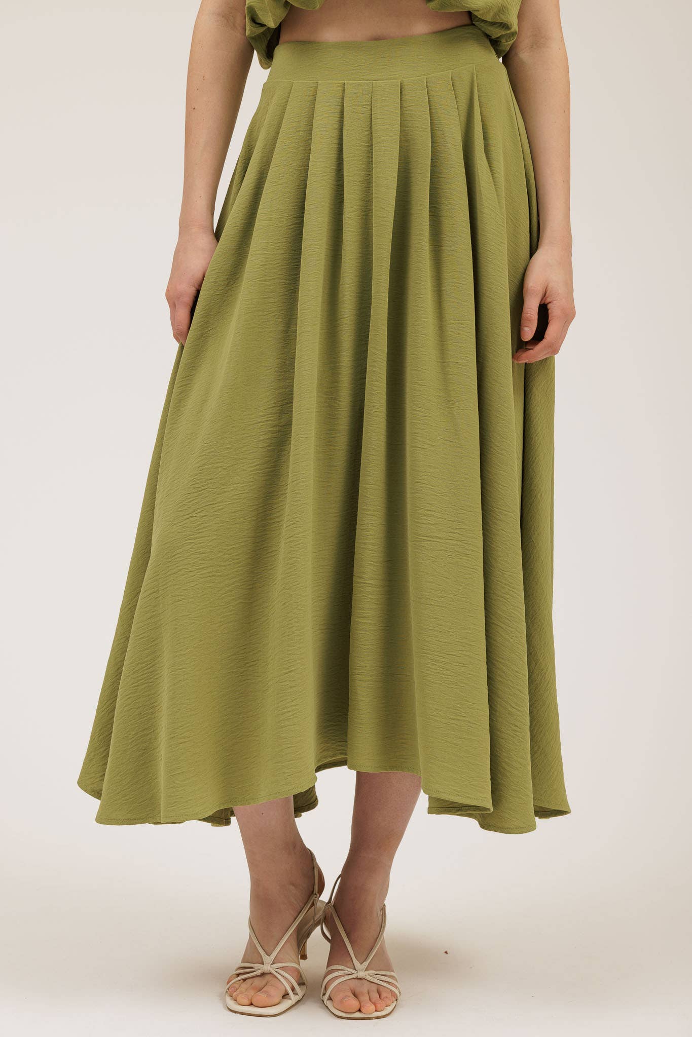 BOX PLEATED MIDI SKIRT